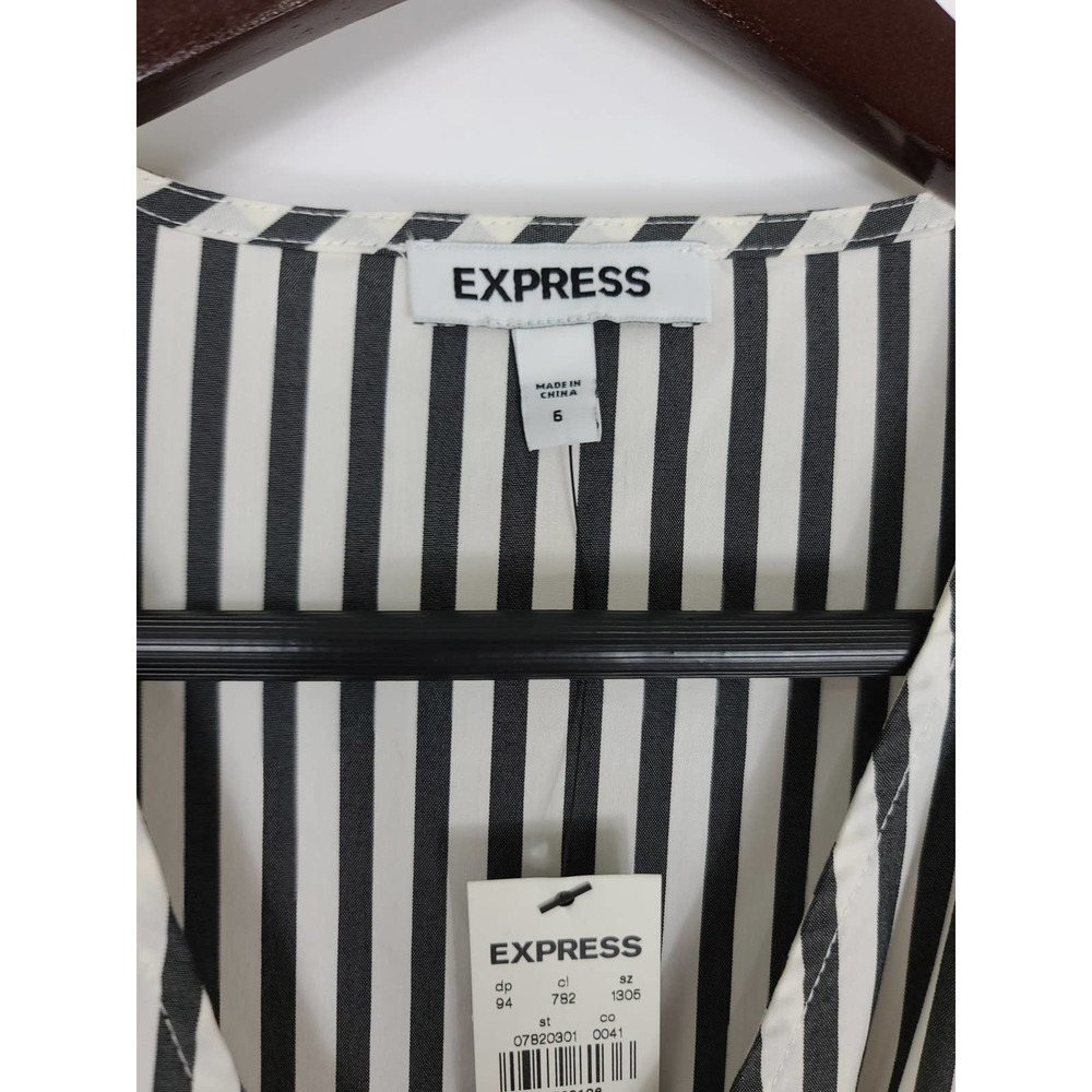 Express Surplice Tie Waist Ruffle Stripe Dress - Picture 3 of 4